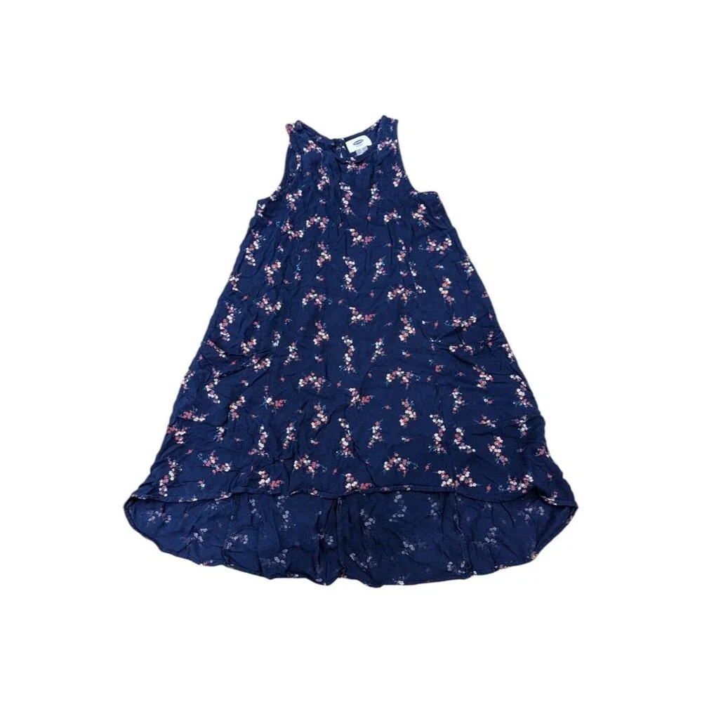 Old Navy Kids Blue Flower Swing Tank Sleeveless High Low Hi Dress Girls Size M 8